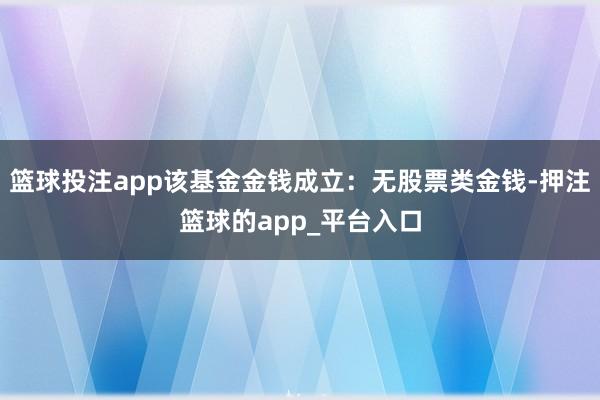 篮球投注app该基金金钱成立：无股票类金钱-押注篮球的app_平台入口