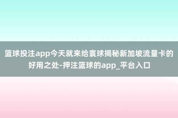 篮球投注app今天就来给寰球揭秘新加坡流量卡的好用之处-押注篮球的app_平台入口