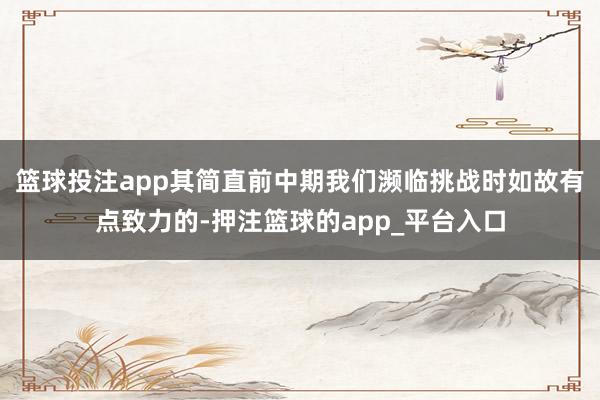 篮球投注app其简直前中期我们濒临挑战时如故有点致力的-押注篮球的app_平台入口