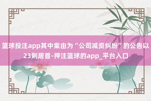 篮球投注app其中案由为“公司减资纠纷”的公告以23则居首-押注篮球的app_平台入口