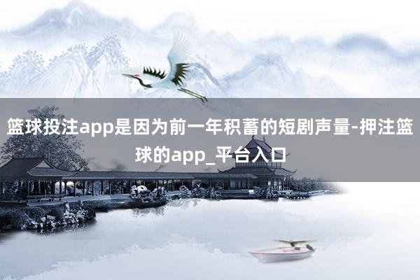 篮球投注app是因为前一年积蓄的短剧声量-押注篮球的app_平台入口