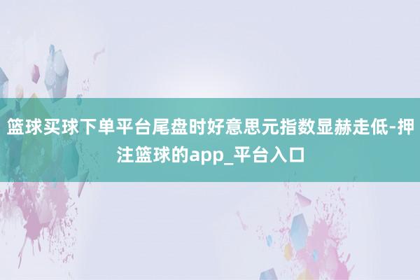 篮球买球下单平台尾盘时好意思元指数显赫走低-押注篮球的app_平台入口
