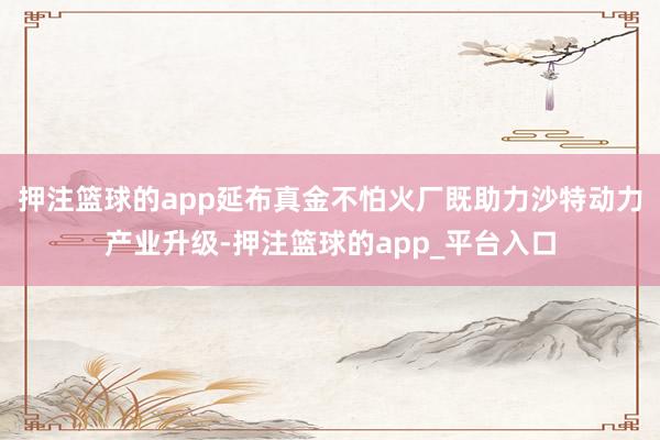 押注篮球的app延布真金不怕火厂既助力沙特动力产业升级-押注篮球的app_平台入口