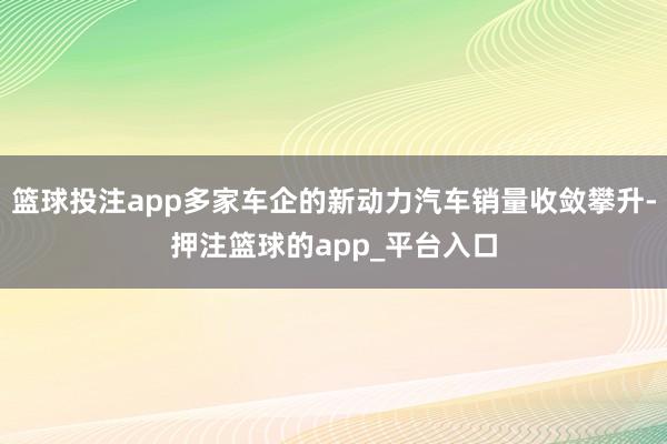 篮球投注app多家车企的新动力汽车销量收敛攀升-押注篮球的app_平台入口