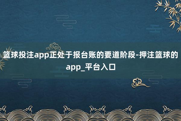 篮球投注app正处于报台账的要道阶段-押注篮球的app_平台入口