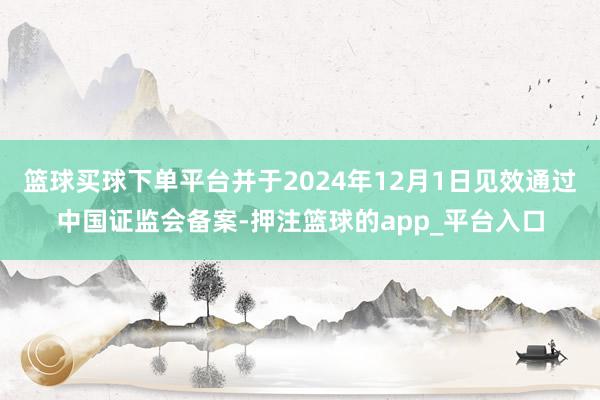 篮球买球下单平台并于2024年12月1日见效通过中国证监会备案-押注篮球的app_平台入口