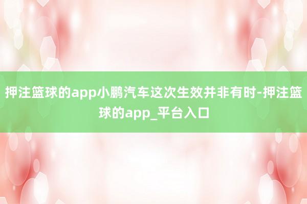 押注篮球的app小鹏汽车这次生效并非有时-押注篮球的app_平台入口