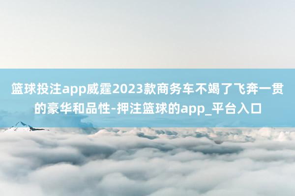 篮球投注app威霆2023款商务车不竭了飞奔一贯的豪华和品性-押注篮球的app_平台入口