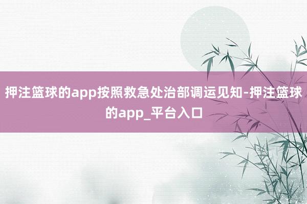 押注篮球的app按照救急处治部调运见知-押注篮球的app_平台入口