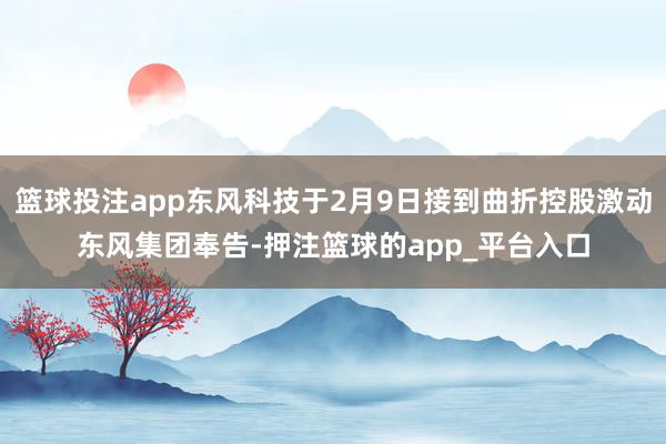 篮球投注app东风科技于2月9日接到曲折控股激动东风集团奉告-押注篮球的app_平台入口