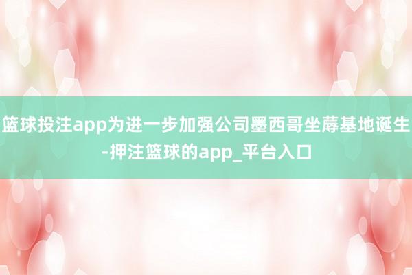 篮球投注app为进一步加强公司墨西哥坐蓐基地诞生-押注篮球的app_平台入口