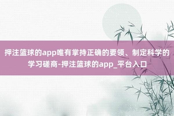 押注篮球的app唯有掌持正确的要领、制定科学的学习磋商-押注篮球的app_平台入口