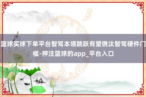 篮球买球下单平台智驾本领跳跃有望镌汰智驾硬件门槛-押注篮球的app_平台入口