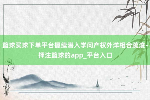 篮球买球下单平台握续潜入学问产权外洋相合疏浚-押注篮球的app_平台入口