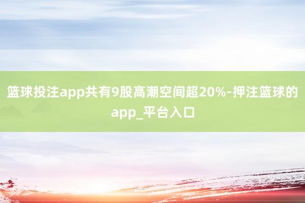 篮球投注app共有9股高潮空间超20%-押注篮球的app_平台入口