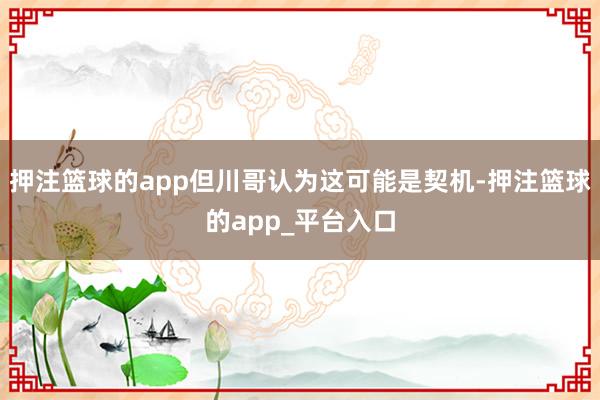 押注篮球的app但川哥认为这可能是契机-押注篮球的app_平台入口