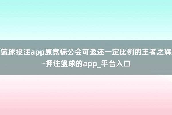 篮球投注app原竞标公会可返还一定比例的王者之辉-押注篮球的app_平台入口