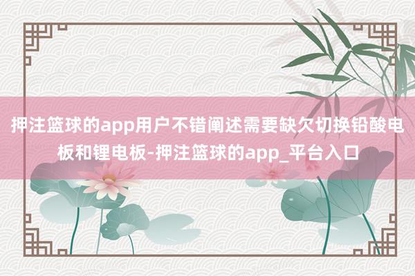 押注篮球的app用户不错阐述需要缺欠切换铅酸电板和锂电板-押注篮球的app_平台入口