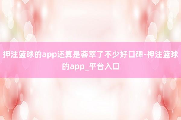 押注篮球的app还算是荟萃了不少好口碑-押注篮球的app_平台入口