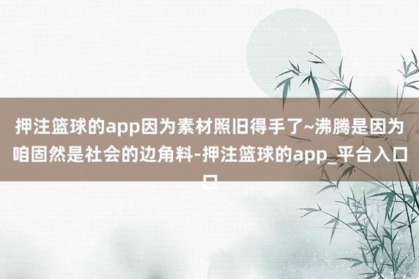 押注篮球的app因为素材照旧得手了~沸腾是因为咱固然是社会的边角料-押注篮球的app_平台入口