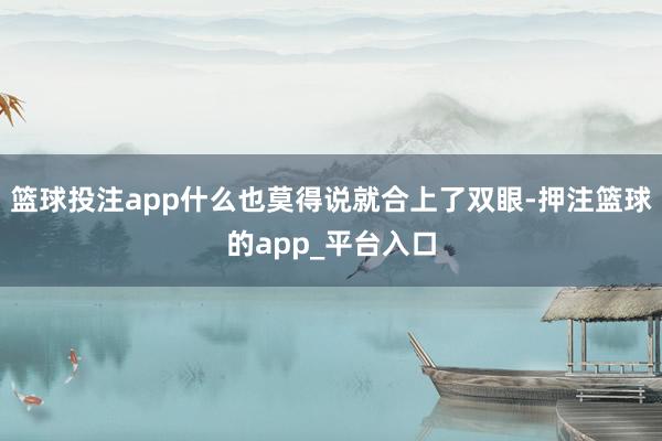 篮球投注app什么也莫得说就合上了双眼-押注篮球的app_平台入口