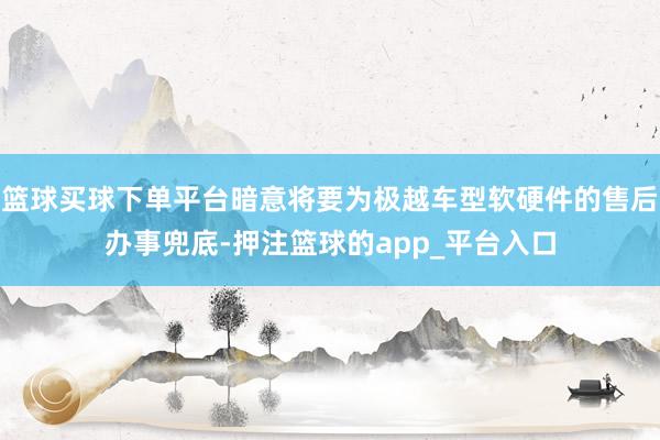 篮球买球下单平台暗意将要为极越车型软硬件的售后办事兜底-押注篮球的app_平台入口