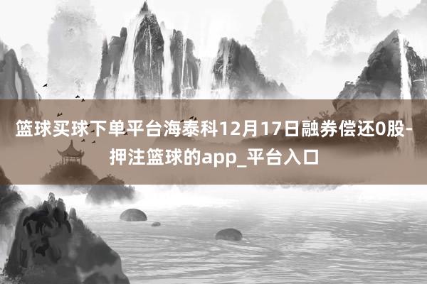 篮球买球下单平台海泰科12月17日融券偿还0股-押注篮球的app_平台入口