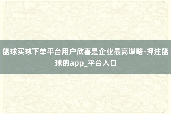篮球买球下单平台用户欣喜是企业最高谋略-押注篮球的app_平台入口