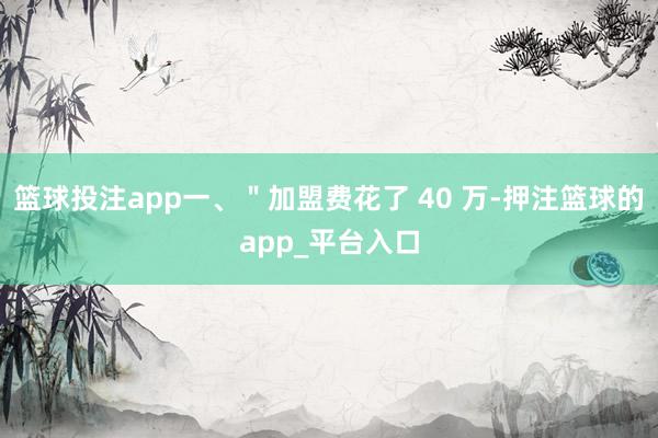篮球投注app一、＂加盟费花了 40 万-押注篮球的app_平台入口