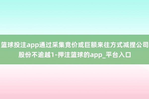 篮球投注app通过采集竞价或巨额来往方式减捏公司股份不逾越1-押注篮球的app_平台入口