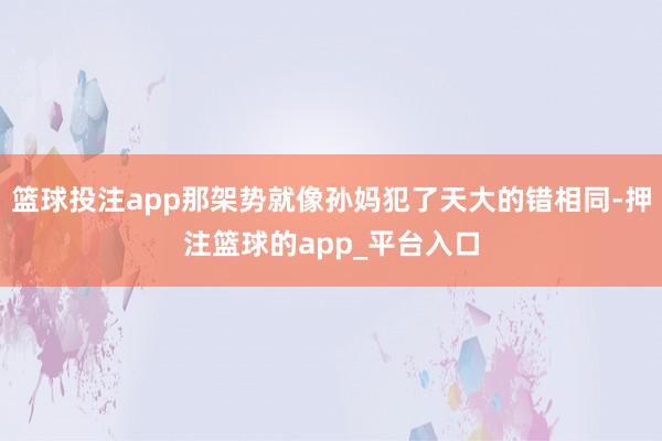 篮球投注app那架势就像孙妈犯了天大的错相同-押注篮球的app_平台入口