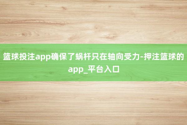 篮球投注app确保了蜗杆只在轴向受力-押注篮球的app_平台入口