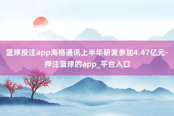 篮球投注app海格通讯上半年研发参加4.47亿元-押注篮球的app_平台入口