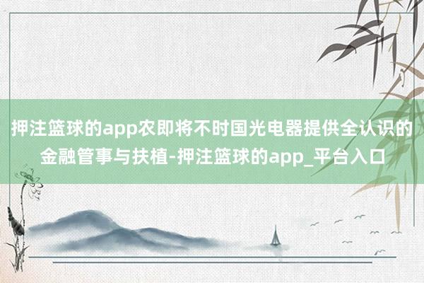 押注篮球的app农即将不时国光电器提供全认识的金融管事与扶植-押注篮球的app_平台入口