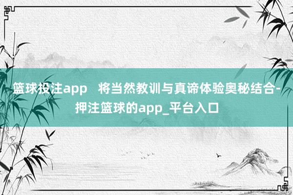 篮球投注app   将当然教训与真谛体验奥秘结合-押注篮球的app_平台入口