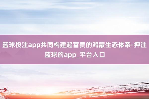 篮球投注app共同构建起富贵的鸿蒙生态体系-押注篮球的app_平台入口