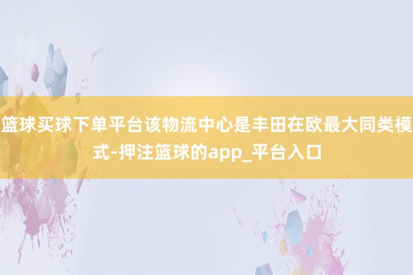 篮球买球下单平台该物流中心是丰田在欧最大同类模式-押注篮球的app_平台入口