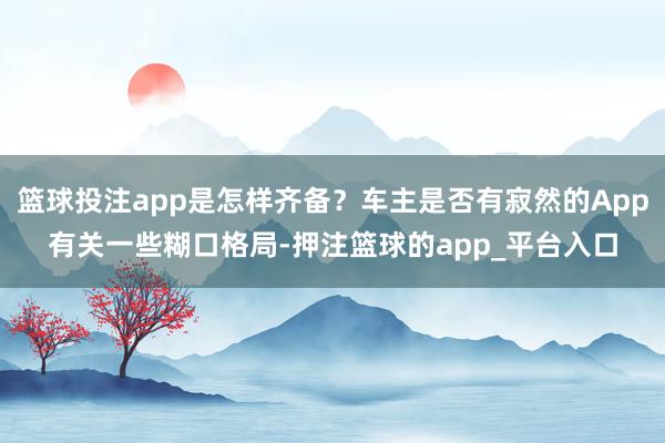 篮球投注app是怎样齐备？车主是否有寂然的App有关一些糊口格局-押注篮球的app_平台入口