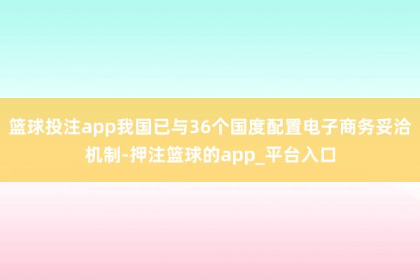 篮球投注app我国已与36个国度配置电子商务妥洽机制-押注篮球的app_平台入口