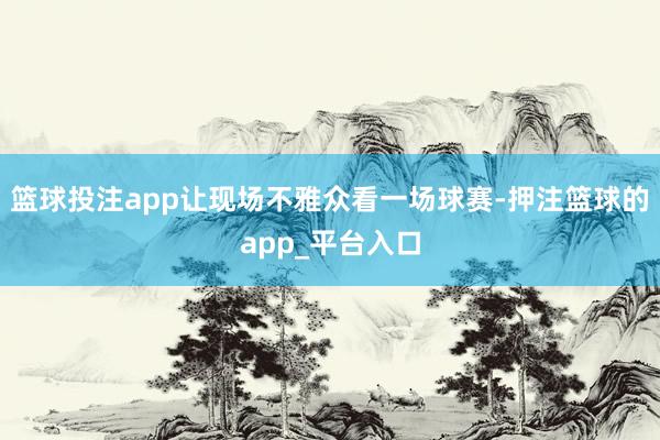 篮球投注app让现场不雅众看一场球赛-押注篮球的app_平台入口