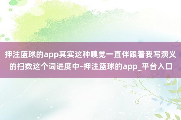 押注篮球的app其实这种嗅觉一直伴跟着我写演义的扫数这个词进度中-押注篮球的app_平台入口