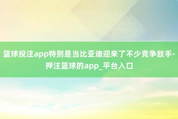 篮球投注app特别是当比亚迪迎来了不少竞争敌手-押注篮球的app_平台入口