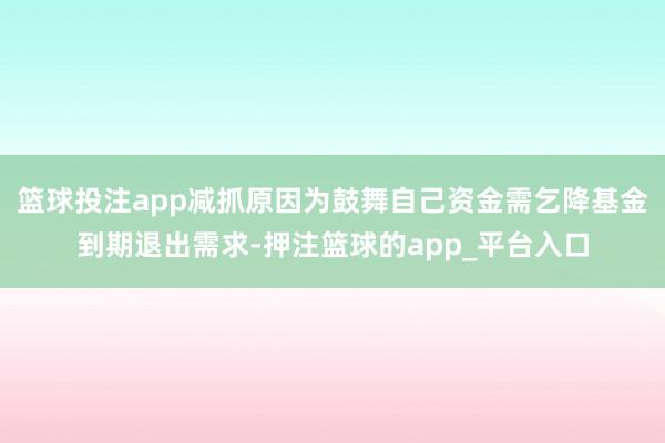 篮球投注app减抓原因为鼓舞自己资金需乞降基金到期退出需求-押注篮球的app_平台入口
