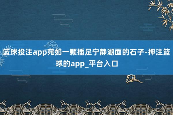 篮球投注app宛如一颗插足宁静湖面的石子-押注篮球的app_平台入口