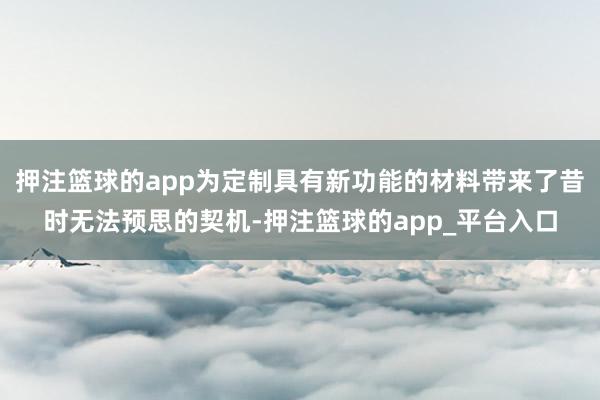 押注篮球的app为定制具有新功能的材料带来了昔时无法预思的契机-押注篮球的app_平台入口