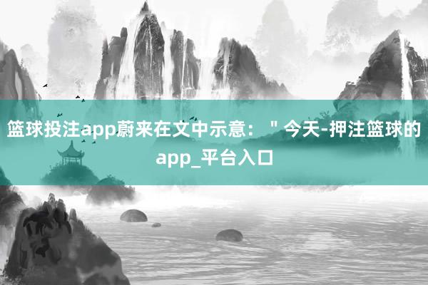 篮球投注app蔚来在文中示意:"今天-押注篮球的app_平台入口