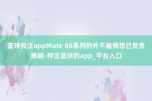 篮球投注appMate 80系列的外不雅假想已负责揭晓-押注篮球的app_平台入口