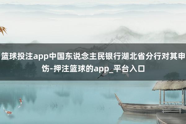 篮球投注app中国东说念主民银行湖北省分行对其申饬-押注篮球的app_平台入口